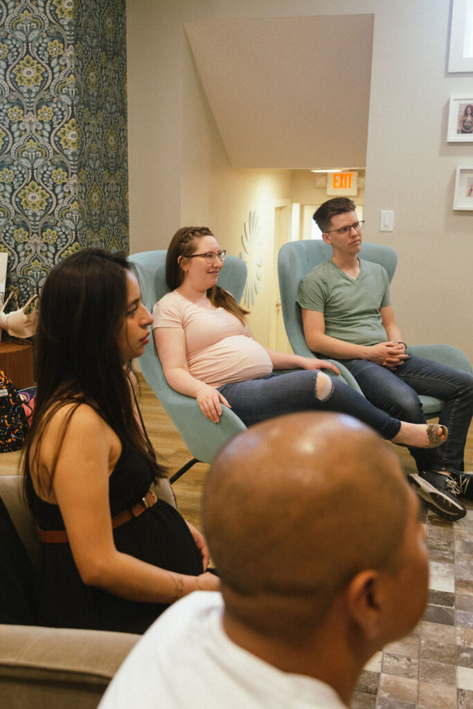 Couples attending a prenatal class