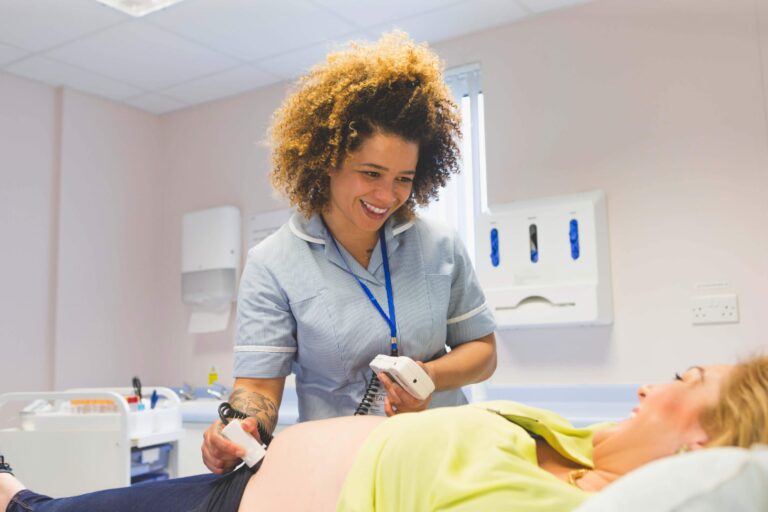 Midwife doing an ultrasound