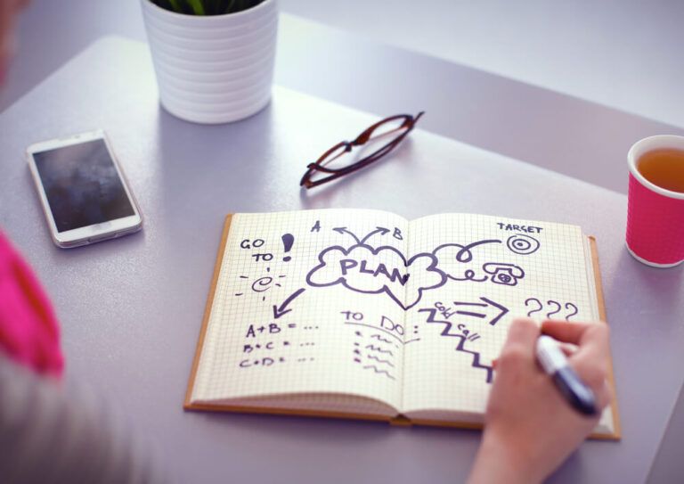 Written plan in notebook