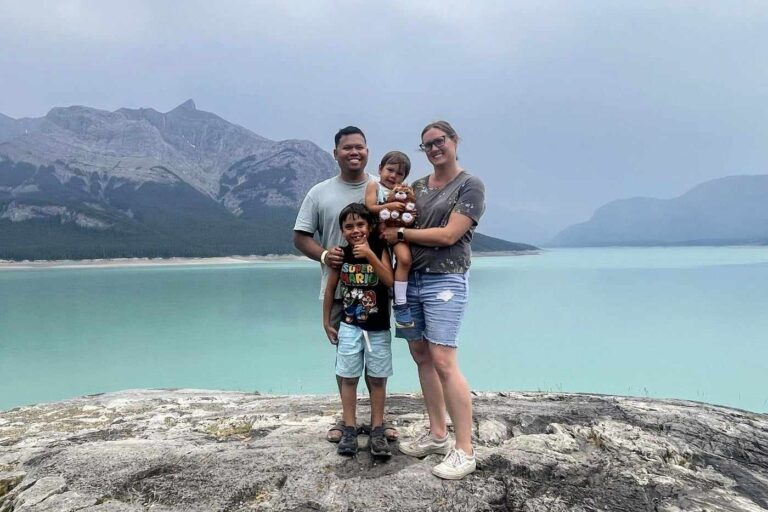 Family at Lake in Mountains